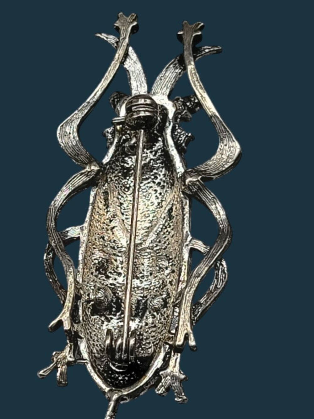 Beetle Brooch With Multicolor Frosted & Faceted Glass Stones Silver Tone Setting - Picture 6 of 7